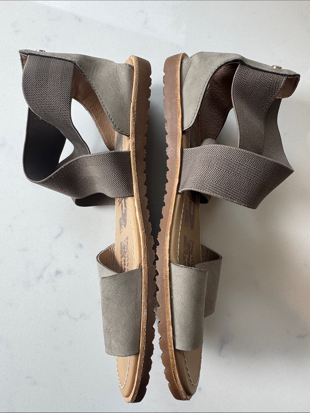 SOREL Ella II Strappy Olive Crisscross Elastic Sandals Women’s 8.5 - Picture 3 of 16